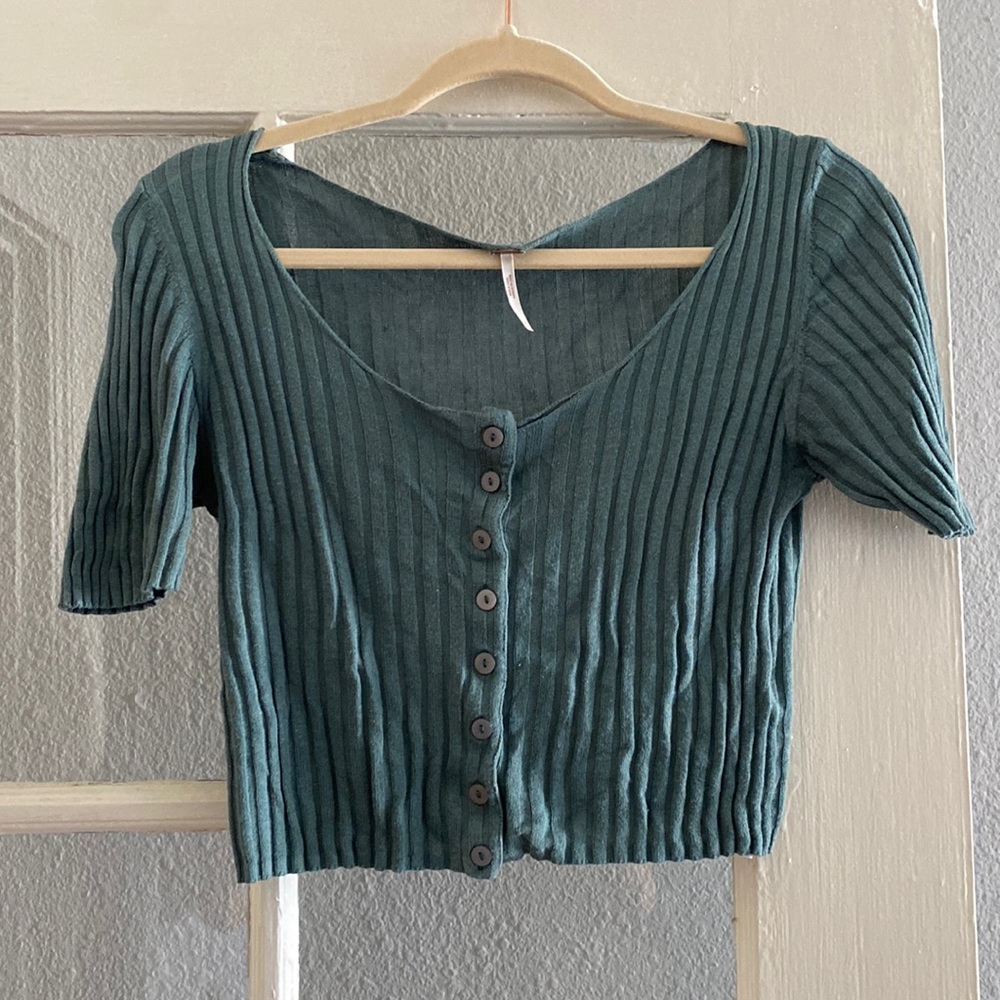 Teal Free People crop top